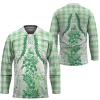 Aloha Hawaii Palaka Hockey Jersey Green Plumeria Lei - Polynesian Pride