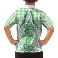 Aloha Hawaii Palaka Kid Hawaiian Shirt Green Plumeria Lei LT05 - Polynesian Pride