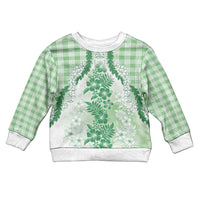 Aloha Hawaii Palaka Kid Ugly Christmas Sweater Green Plumeria Lei - Polynesian Pride