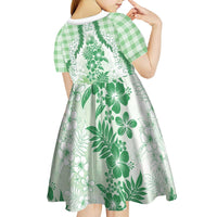 Aloha Hawaii Palaka Kid Short Sleeve Dress Green Plumeria Lei - Polynesian Pride