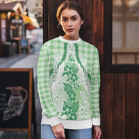 Aloha Hawaii Palaka Ugly Christmas Sweater Green Plumeria Lei - Polynesian Pride