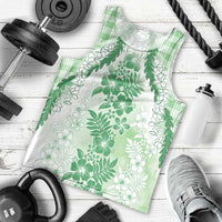 Aloha Hawaii Palaka Men Tank Top Green Plumeria Lei - Polynesian Pride