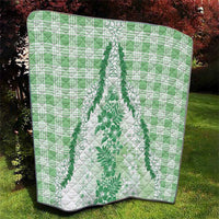 Aloha Hawaii Palaka Quilt Green Plumeria Lei - Polynesian Pride