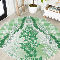 Aloha Hawaii Palaka Round Carpet Green Plumeria Lei - Polynesian Pride