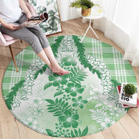 Aloha Hawaii Palaka Round Carpet Green Plumeria Lei - Polynesian Pride