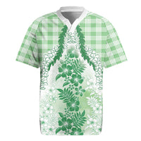 Aloha Hawaii Palaka Rugby Jersey Green Plumeria Lei LT05 Green - Polynesian Pride