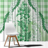 Aloha Hawaii Palaka Window Curtain Green Plumeria Lei - Polynesian Pride