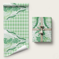 Aloha Hawaii Palaka Wrapping Paper Green Plumeria Lei