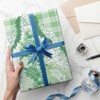 Aloha Hawaii Palaka Wrapping Paper Green Plumeria Lei