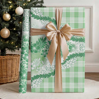 Aloha Hawaii Palaka Wrapping Paper Green Plumeria Lei