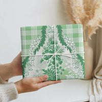 Aloha Hawaii Palaka Wrapping Paper Green Plumeria Lei