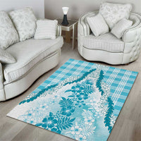Aloha Hawaii Palaka Area Rug Blue Plumeria Lei - Polynesian Pride