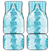 Aloha Hawaii Palaka Car Mats Blue Plumeria Lei - Polynesian Pride