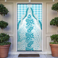 Aloha Hawaii Palaka Door Cover Blue Plumeria Lei - Polynesian Pride