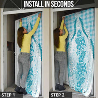 Aloha Hawaii Palaka Door Cover Blue Plumeria Lei - Polynesian Pride