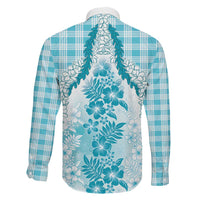 Aloha Hawaii Palaka Family Matching Mermaid Dress and Hawaiian Shirt Blue Plumeria Lei LT05 - Polynesian Pride