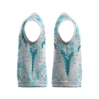 Aloha Hawaii Palaka Christmas Knitted V-Neck Vest Blue Plumeria Lei - Polynesian Pride