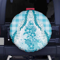 Aloha Hawaii Palaka Spare Tire Cover Blue Plumeria Lei - Polynesian Pride