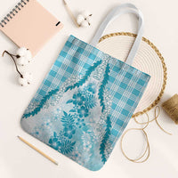 Aloha Hawaii Palaka Tote Bag Blue Plumeria Lei - Polynesian Pride
