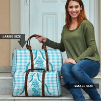 Aloha Hawaii Palaka Travel Bag Blue Plumeria Lei - Polynesian Pride