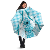 Aloha Hawaii Palaka Umbrella Blue Plumeria Lei - Polynesian Pride