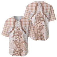 Aloha Hawaii Palaka Baseball Jersey Beige Plumeria Lei - Polynesian Pride