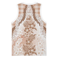 Aloha Hawaii Palaka Basketball Jersey Beige Plumeria Lei - Polynesian Pride