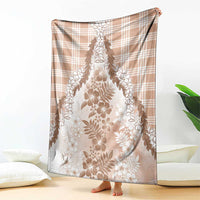 Aloha Hawaii Palaka Blanket Beige Plumeria Lei - Polynesian Pride