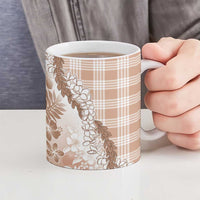 Aloha Hawaii Palaka Ceramic Mug Beige Plumeria Lei - Polynesian Pride
