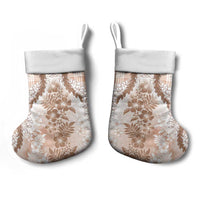 Aloha Hawaii Palaka Christmas Stocking Beige Plumeria Lei - Polynesian Pride
