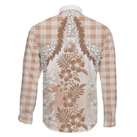 Aloha Hawaii Palaka Family Matching Puletasi and Hawaiian Shirt Beige Plumeria Lei LT05 - Polynesian Pride