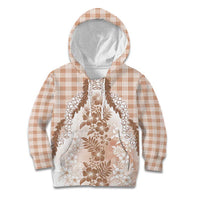 Aloha Hawaii Palaka Kid Hoodie Beige Plumeria Lei - Polynesian Pride