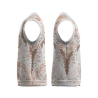 Aloha Hawaii Palaka Christmas Knitted V-Neck Vest Beige Plumeria Lei - Polynesian Pride