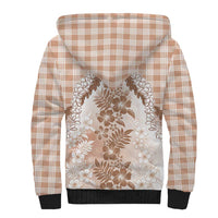 Aloha Hawaii Palaka Sherpa Hoodie Beige Plumeria Lei - Polynesian Pride