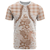 Aloha Hawaii Palaka T Shirt Beige Plumeria Lei LT05 Beige - Polynesian Pride