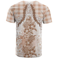 Aloha Hawaii Palaka T Shirt Beige Plumeria Lei LT05 - Polynesian Pride