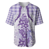 Aloha Hawaii Palaka Baseball Jersey Purple Plumeria Lei LT05 Purple - Polynesian Pride
