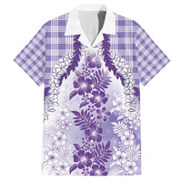 Aloha Hawaii Palaka Family Matching Off Shoulder Short Dress and Hawaiian Shirt Purple Plumeria Lei LT05 Dad's Shirt - Short Sleeve Purple - Polynesian Pride
