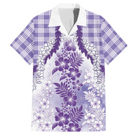Aloha Hawaii Palaka Family Matching Puletasi and Hawaiian Shirt Purple Plumeria Lei LT05 Dad's Shirt - Short Sleeve Purple - Polynesian Pride