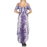 Aloha Hawaii Palaka Family Matching Summer Maxi Dress and Hawaiian Shirt Purple Plumeria Lei LT05 - Polynesian Pride