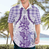 Aloha Hawaii Palaka Hawaiian Shirt Purple Plumeria Lei - Polynesian Pride
