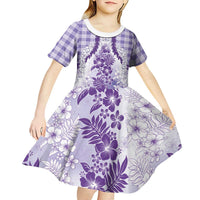 Aloha Hawaii Palaka Kid Short Sleeve Dress Purple Plumeria Lei LT05 - Polynesian Pride