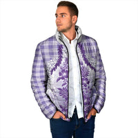 Aloha Hawaii Palaka Padded Jacket Purple Plumeria Lei - Polynesian Pride