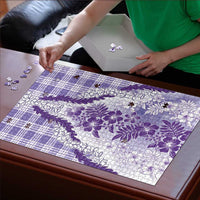 Aloha Hawaii Palaka Puzzle Purple Plumeria Lei - Polynesian Pride