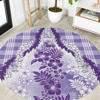 Aloha Hawaii Palaka Round Carpet Purple Plumeria Lei - Polynesian Pride