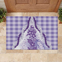 Aloha Hawaii Palaka Rubber Doormat Purple Plumeria Lei - Polynesian Pride
