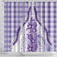 Aloha Hawaii Palaka Shower Curtain Purple Plumeria Lei - Polynesian Pride
