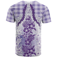 Aloha Hawaii Palaka T Shirt Purple Plumeria Lei LT05 - Polynesian Pride