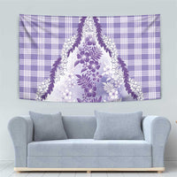Aloha Hawaii Palaka Tapestry Purple Plumeria Lei - Polynesian Pride