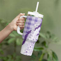 Aloha Hawaii Palaka Tumbler With Handle Purple Plumeria Lei - Polynesian Pride